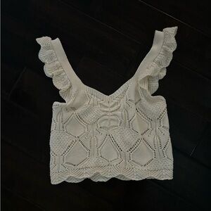 White Knit Crop Tank